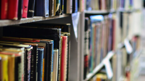 Image of books in a library